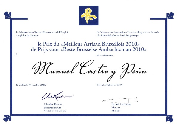 Diplôme du meilleur artisan Bruxellois 2010